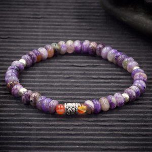 Charoite and Carnelian Stretch Bracelet - Handmade to Order